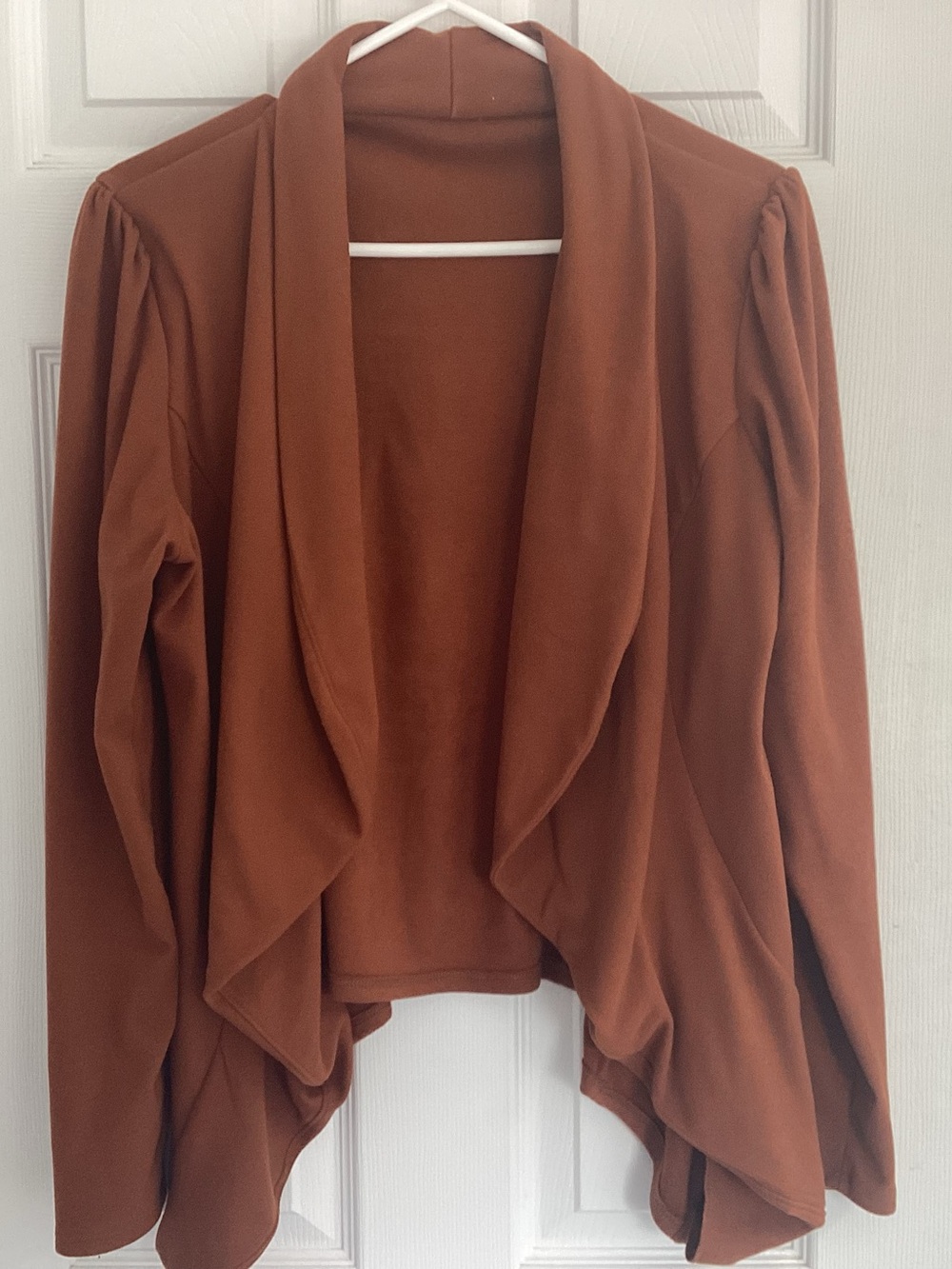 Rust Faux Suède Waterfall Jacket Cardigan size L